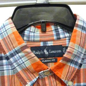 Polo LS XL Classic Fit Orange Blue White